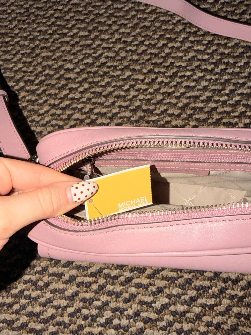 Michael Kors Pink Leather MK Logo Crossbody with Chain Accent - Picture 4 of 4